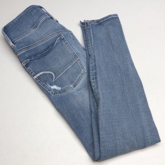 STRETCH AMERICAN EAGLE SUPER HIGH RISE DENIM JEGGINGS 2/26x28 🦅 - Picture 5 of 12